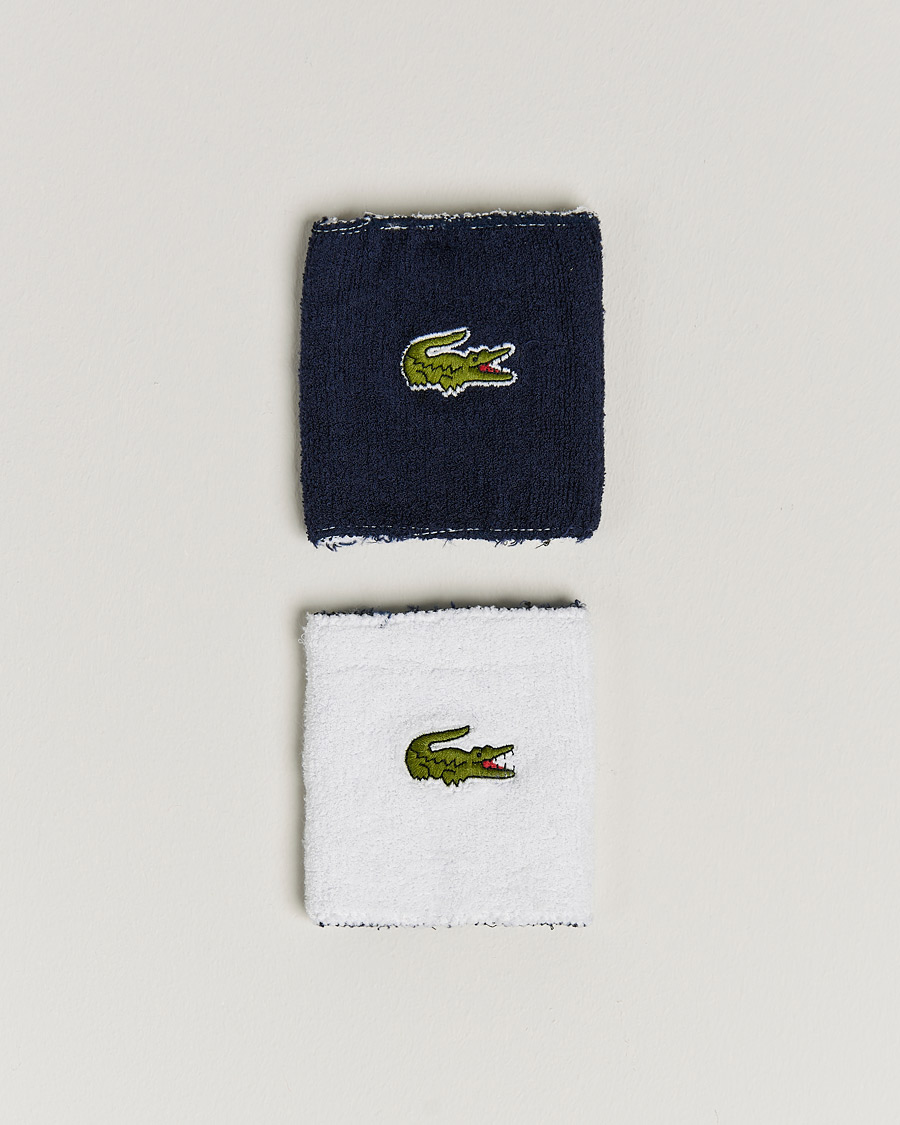 Herre | Lacoste Sport 2-Pack Logo Wristband White/Navy | Lacoste Sport | 2-Pack Logo Wristband White/Navy