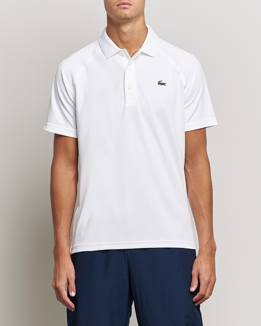 Herre | | Lacoste Sport | Performance Ribbed Collar Polo White