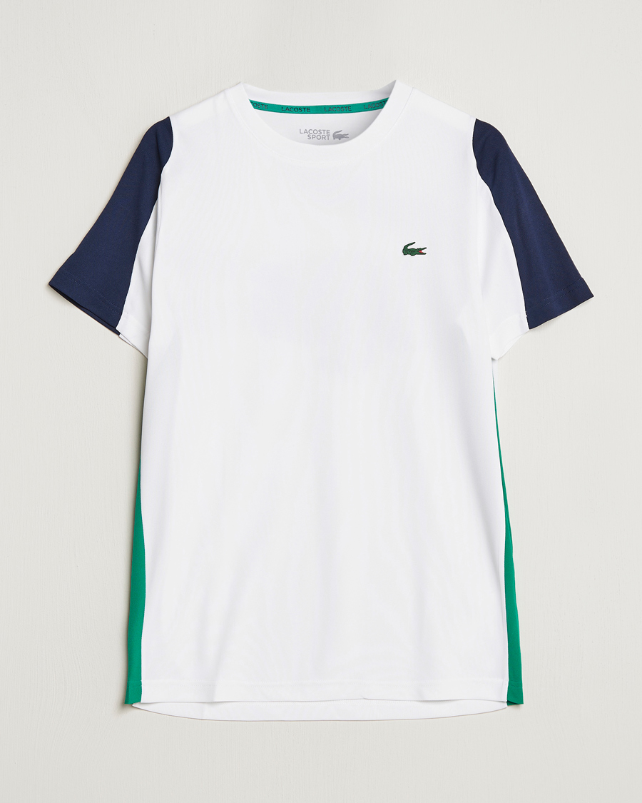 Herre | T-Shirts | Lacoste Sport | Performance Crew Neck T-Shirt White/Navy Blue