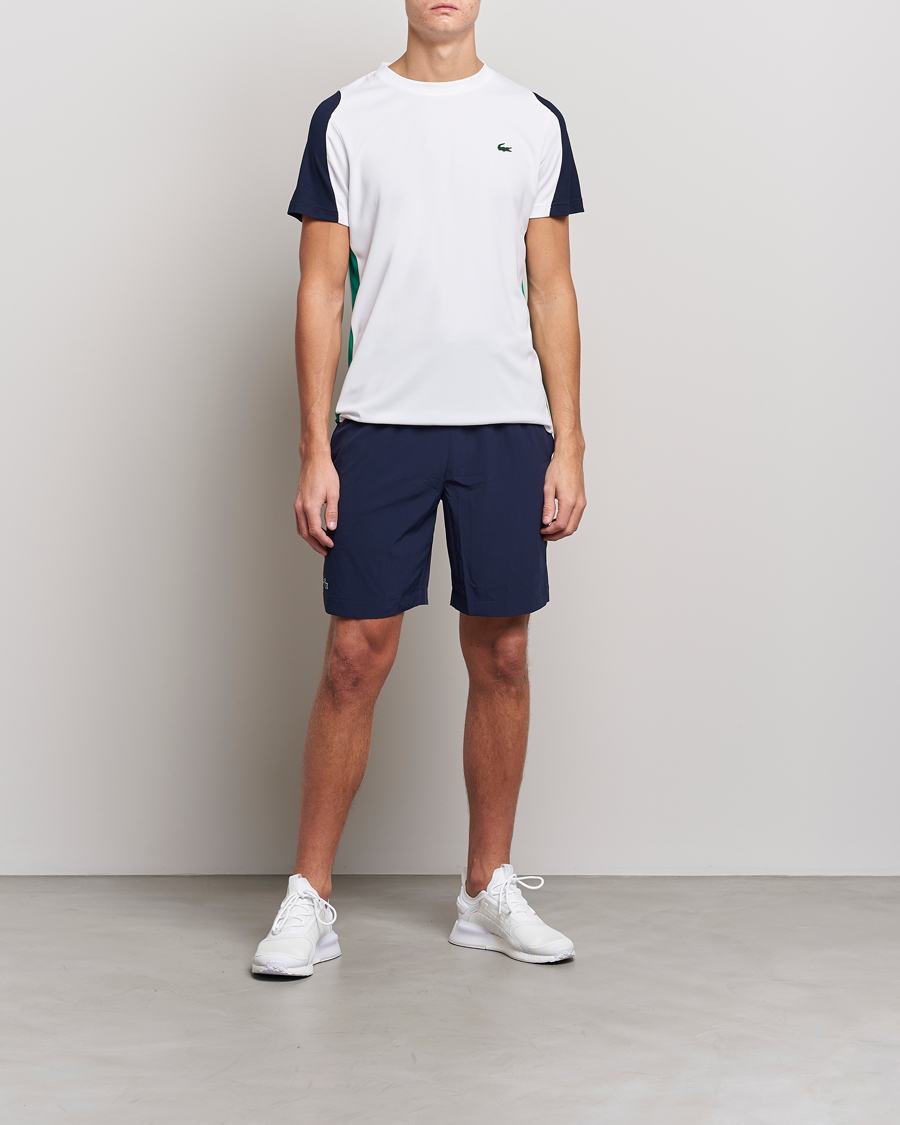 Herre | T-Shirts | Lacoste Sport | Performance Crew Neck T-Shirt White/Navy Blue