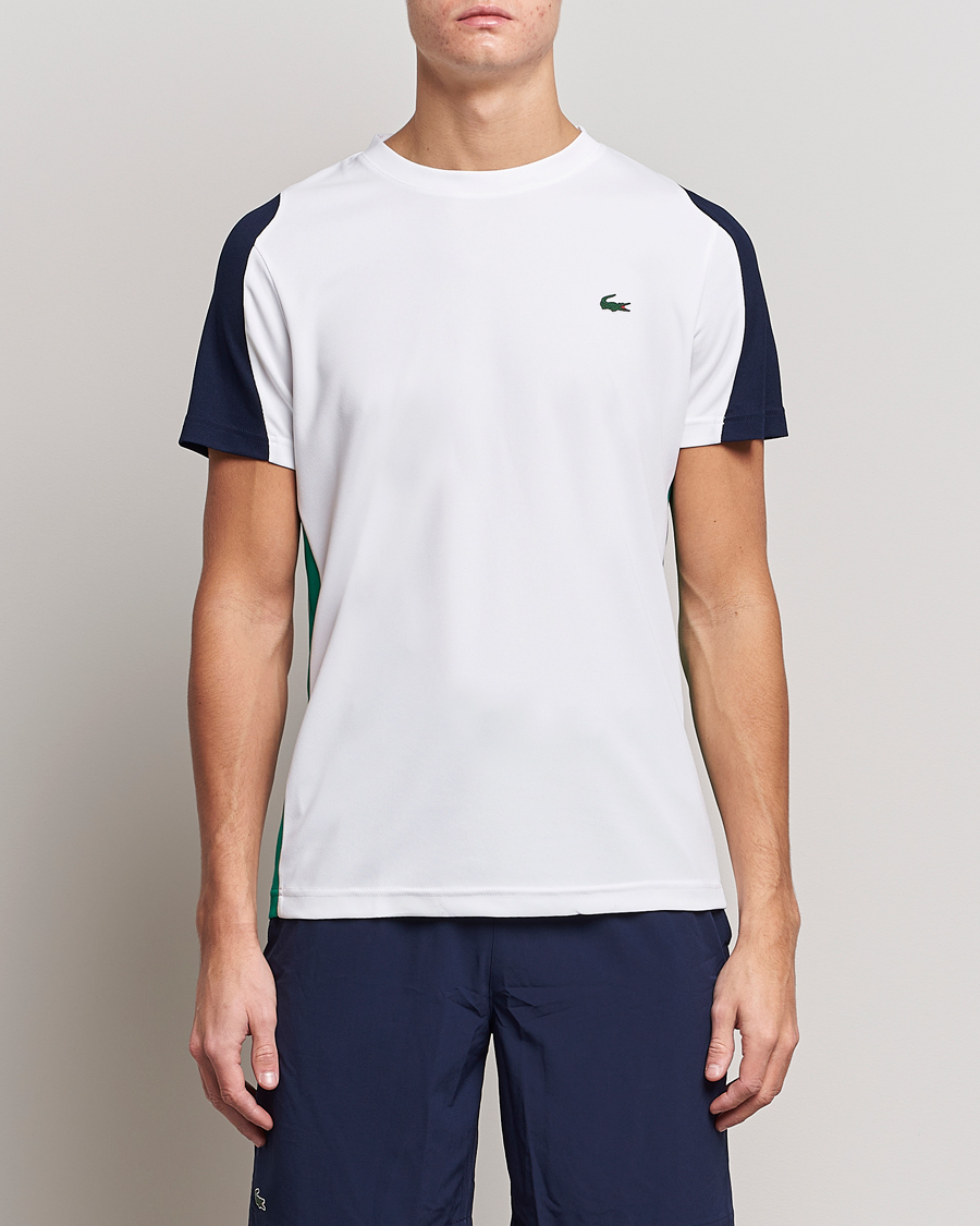 Herre |  | Lacoste Sport | Performance Crew Neck T-Shirt White/Navy Blue