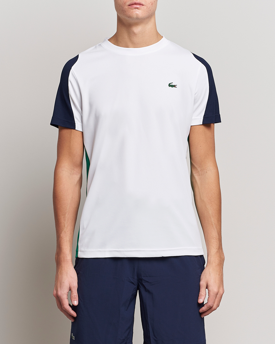 Herre | T-Shirts | Lacoste Sport | Performance Crew Neck T-Shirt White/Navy Blue