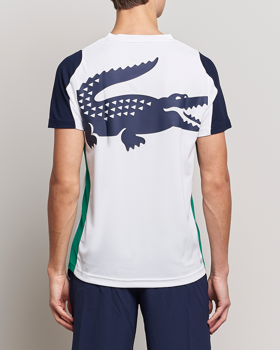 Herre | T-Shirts | Lacoste Sport | Performance Crew Neck T-Shirt White/Navy Blue