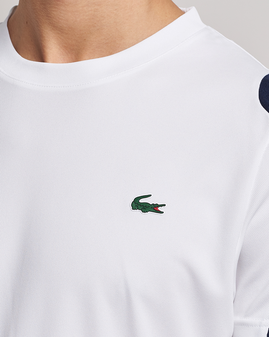 Herre | T-Shirts | Lacoste Sport | Performance Crew Neck T-Shirt White/Navy Blue