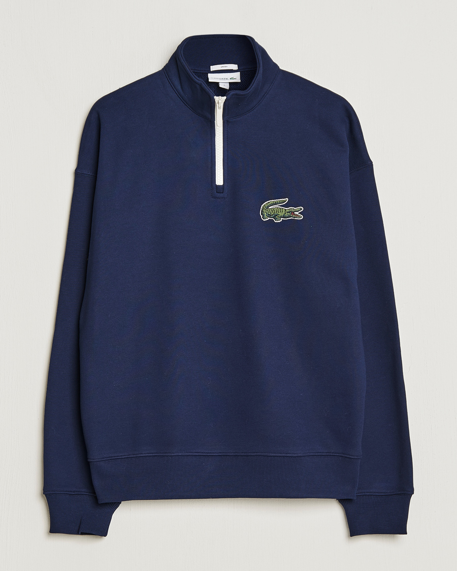 Herre | Gensere | Lacoste | Half Zip Organic Cotton Sweatshirt Navy Blue