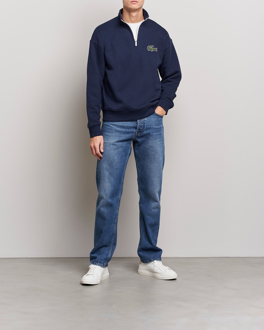 Herre | Gensere | Lacoste | Half Zip Organic Cotton Sweatshirt Navy Blue