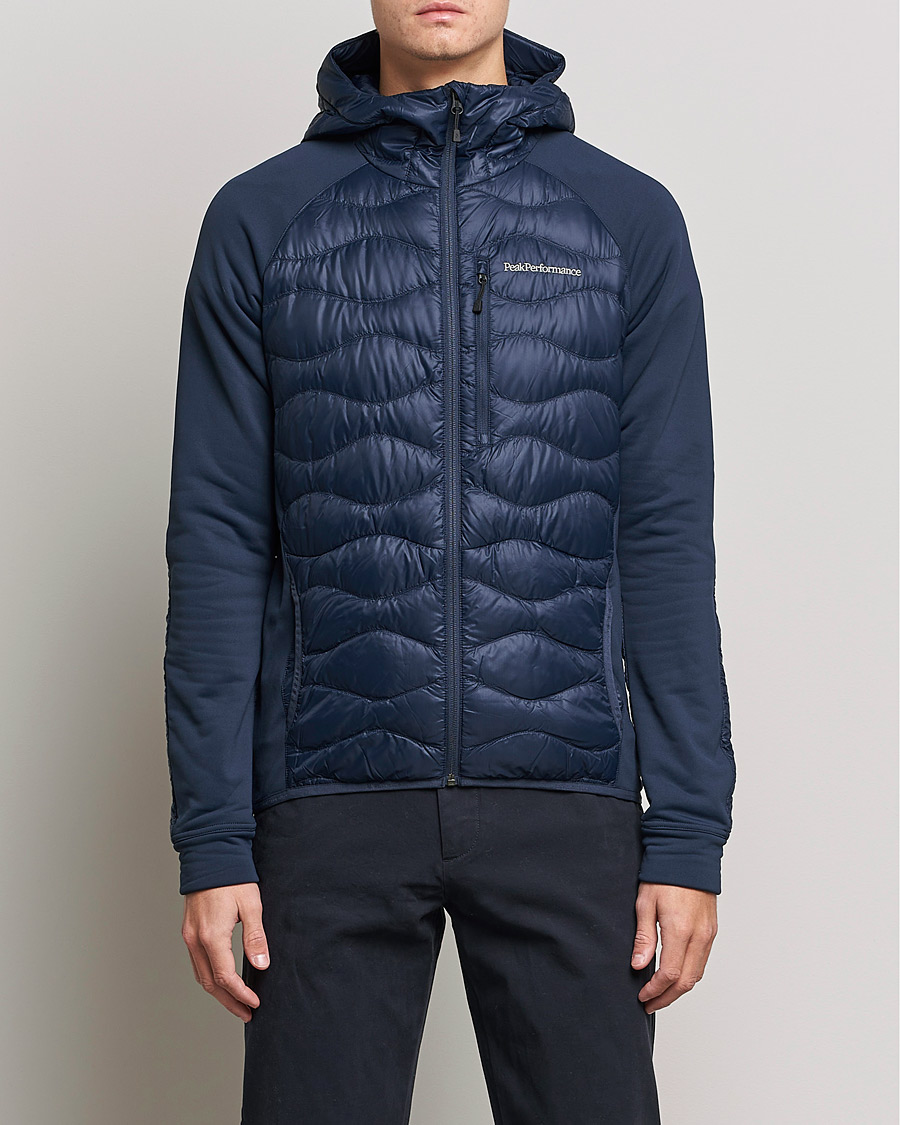 Herre | Jakker | Peak Performance | Helium Down Hybrid Hood Jacket Blue Shadow