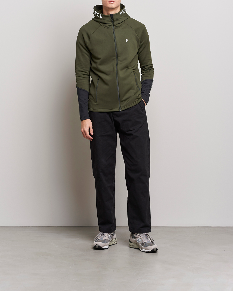 Herre | Gensere | Peak Performance | Rider Zip Fleece Hood Jacket Forest Night Black