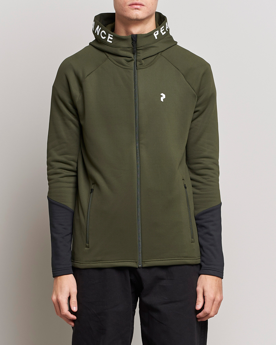 Herre | Gensere | Peak Performance | Rider Zip Fleece Hood Jacket Forest Night Black