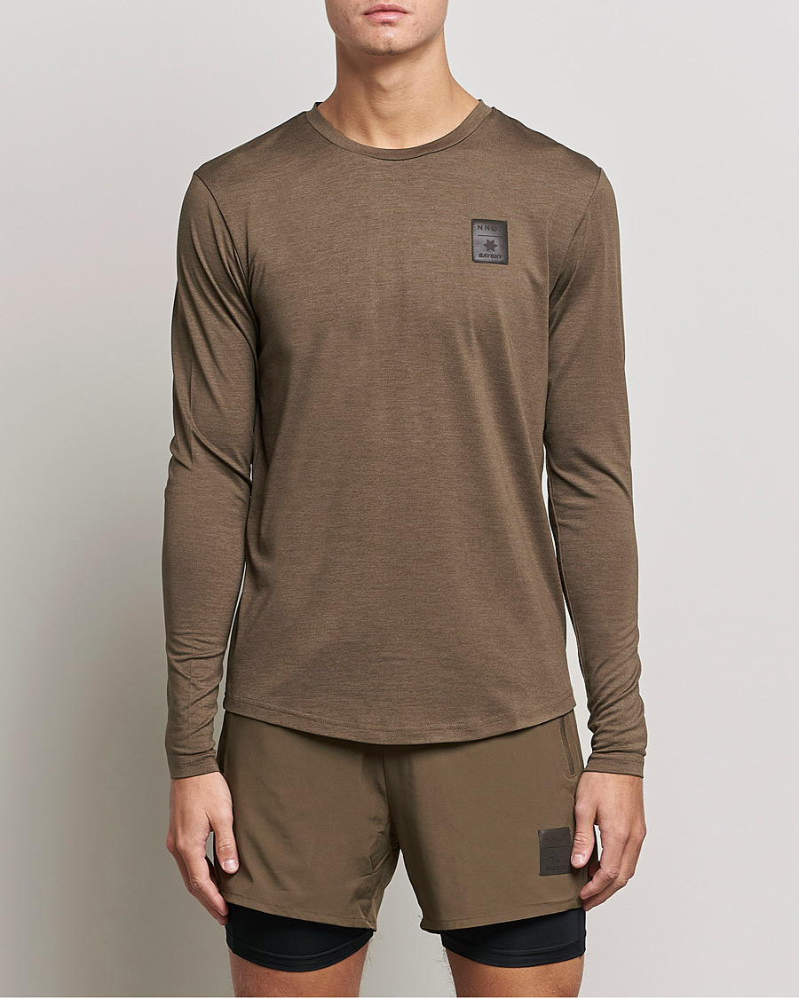 Herre | T-Shirts | NN07 | Pace Long Sleeve T-Shirt Clay