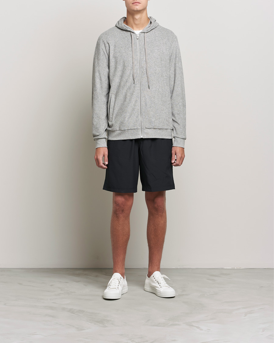 Herre |  | Sunspel | Towelling Full Zip Hooded Sweatshirt Grey Melange