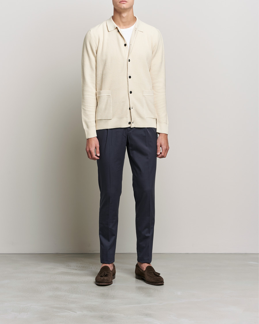 Herre | Gensere | Sunspel | Long Staple Cotton Knitted Jacket Ecru