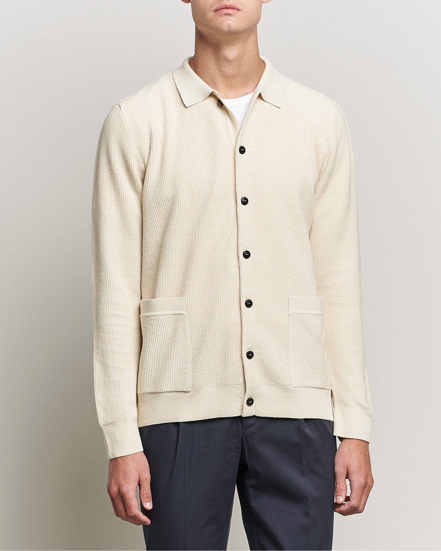 Herre | Gensere | Sunspel | Long Staple Cotton Knitted Jacket Ecru