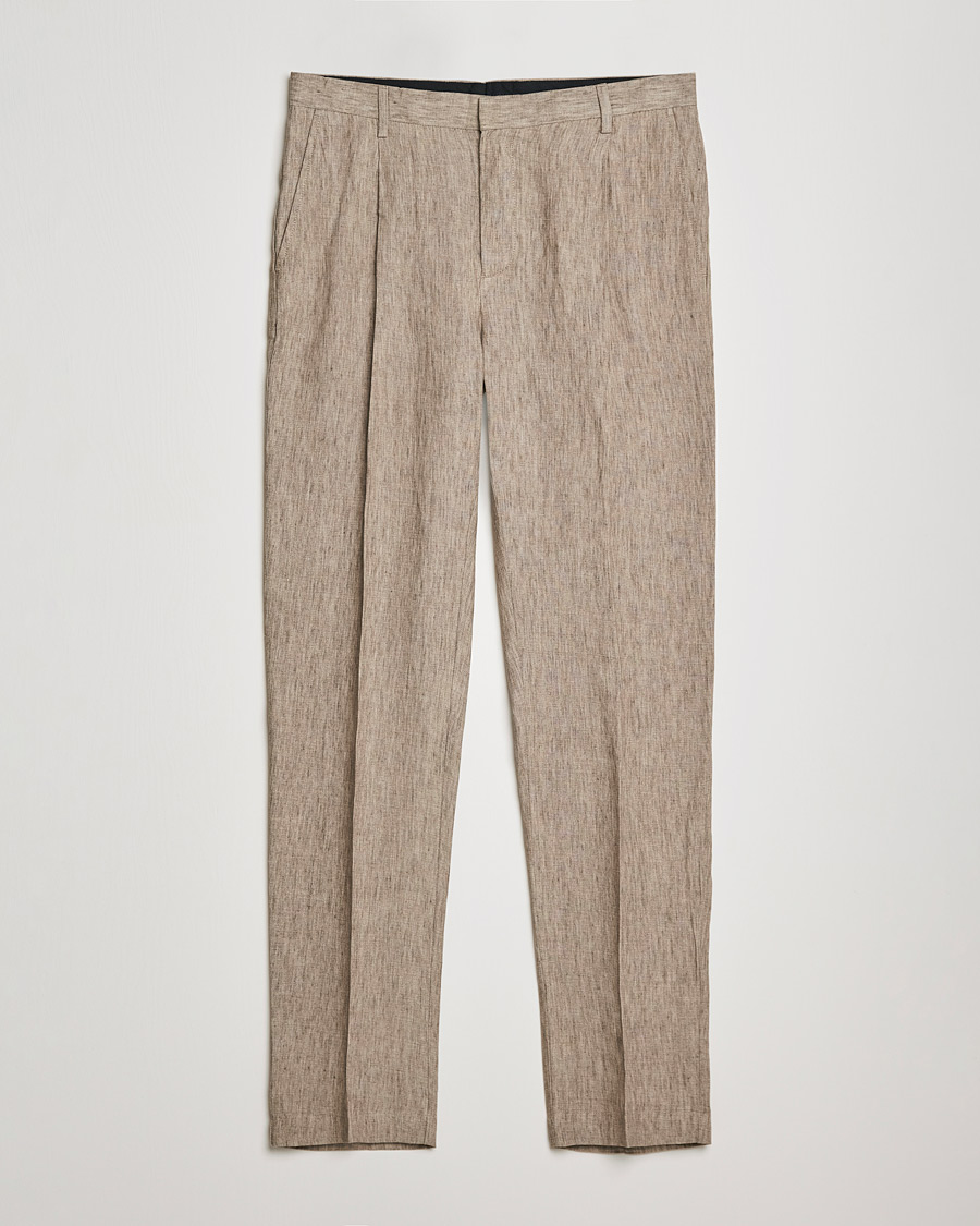 Herre |  | Sunspel | Tailored Relaxed Fit Linen Trousers Dark Stone