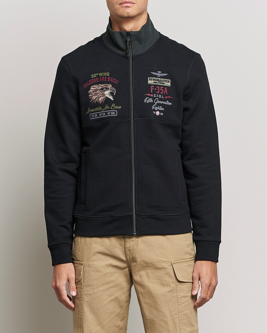 Herre | | Aeronautica Militare | Full Zip Sweatshirt Jet Black