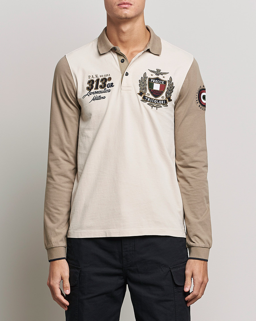 Herre | Rugbygensere | Aeronautica Militare | Long Sleeve Logo Polo Tortora