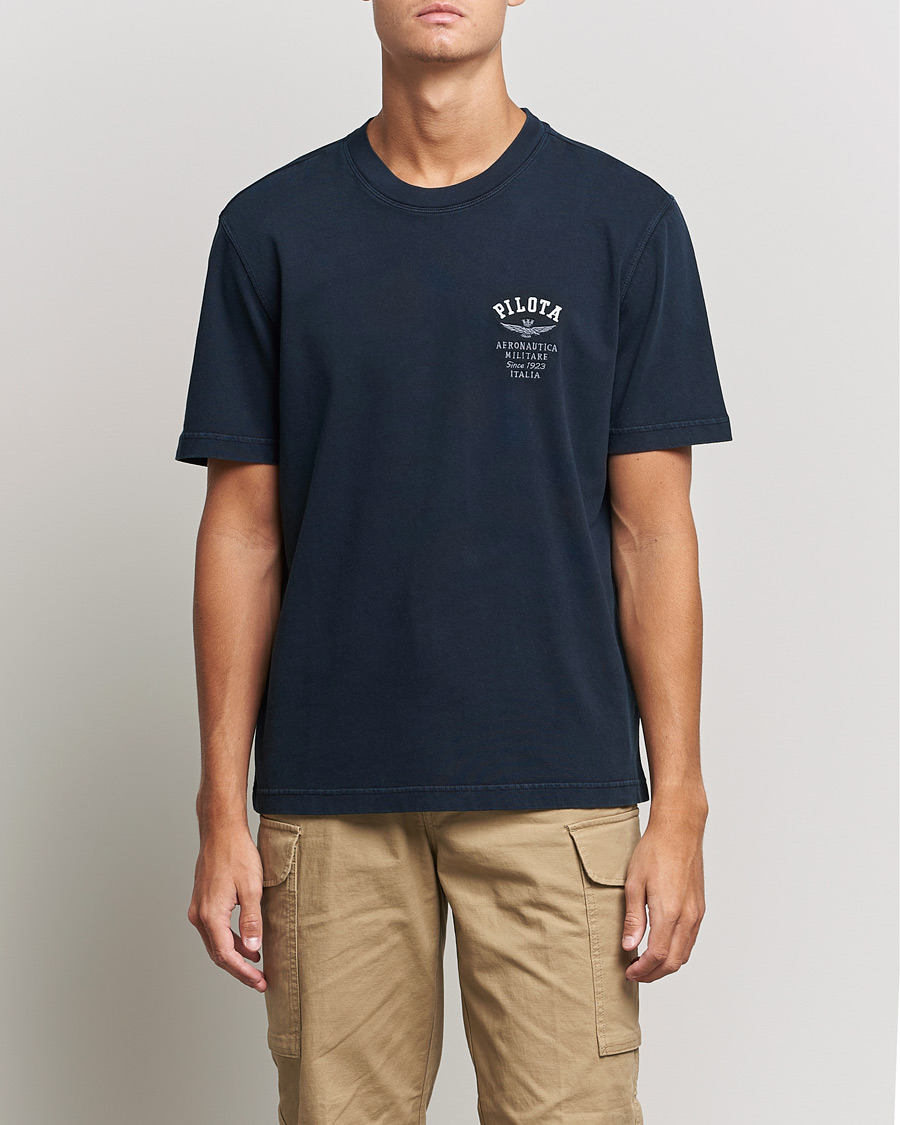Herre | | Aeronautica Militare | Short Sleeve Tee Blu Scuro