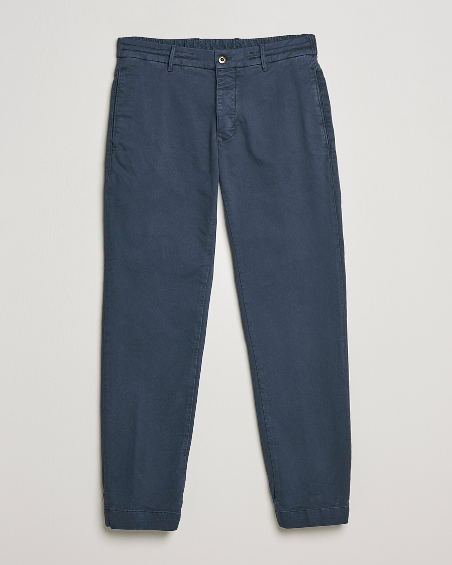 Herre | Bukser | Incotex | Slim Fit Satin Drawstring Joggers Navy