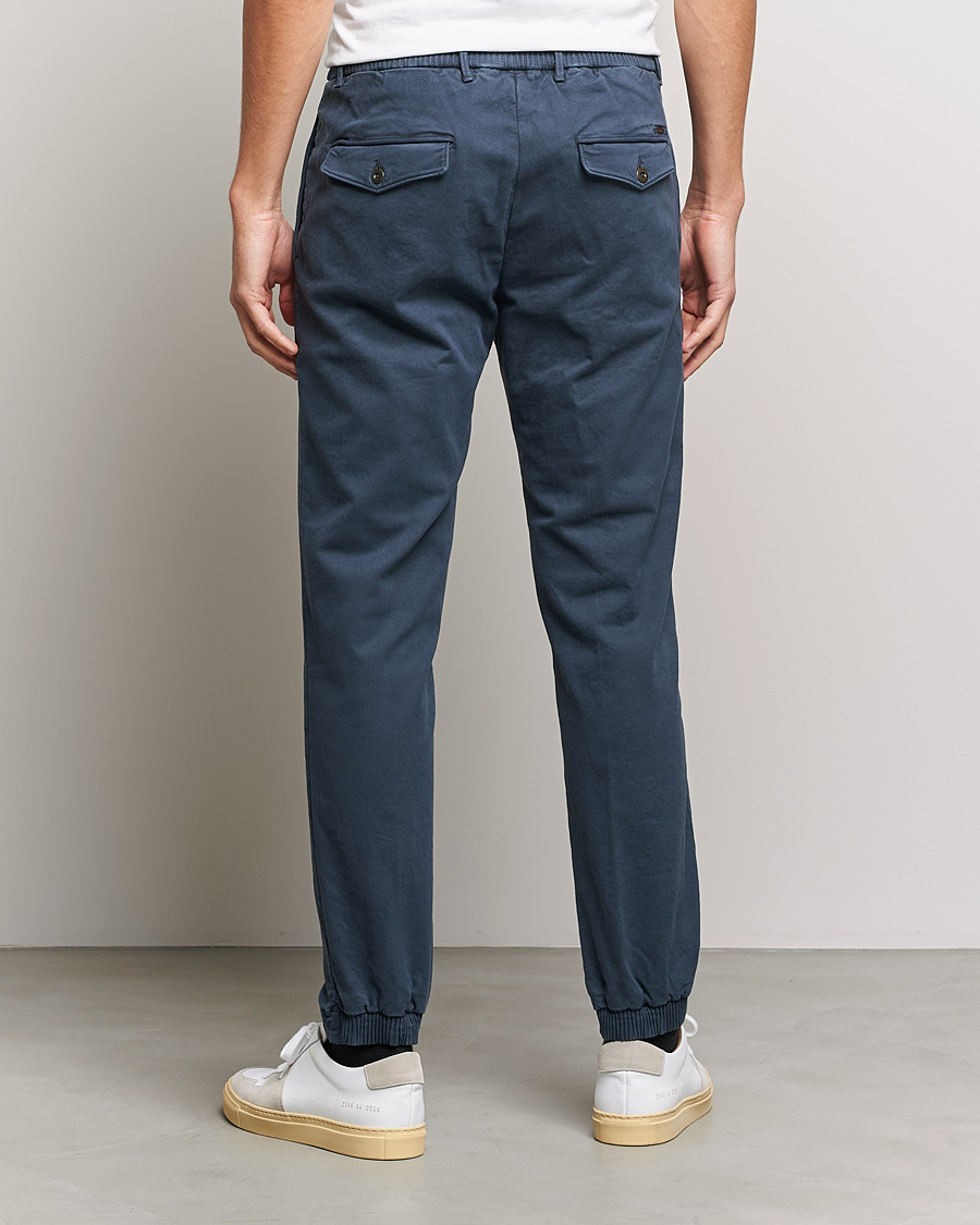 Herre | Bukser | Incotex | Slim Fit Satin Drawstring Joggers Navy