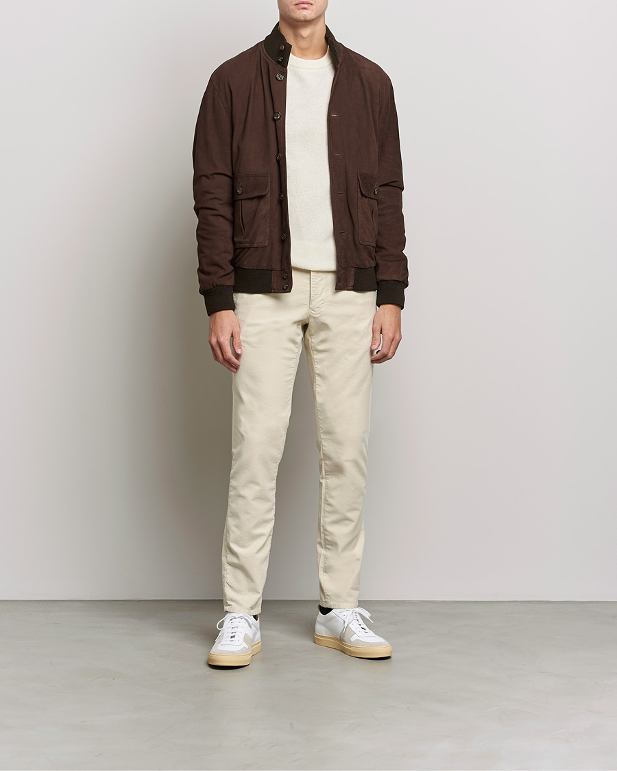 Herre | Bukser | Incotex | Slim Fit Vintage Moleskine Slacks Light Beige