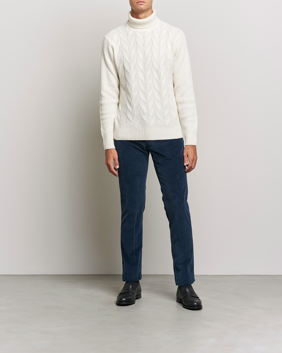 Herre | Bukser | Incotex | Slim Fit Leisure Cord Slacks Dark Blue