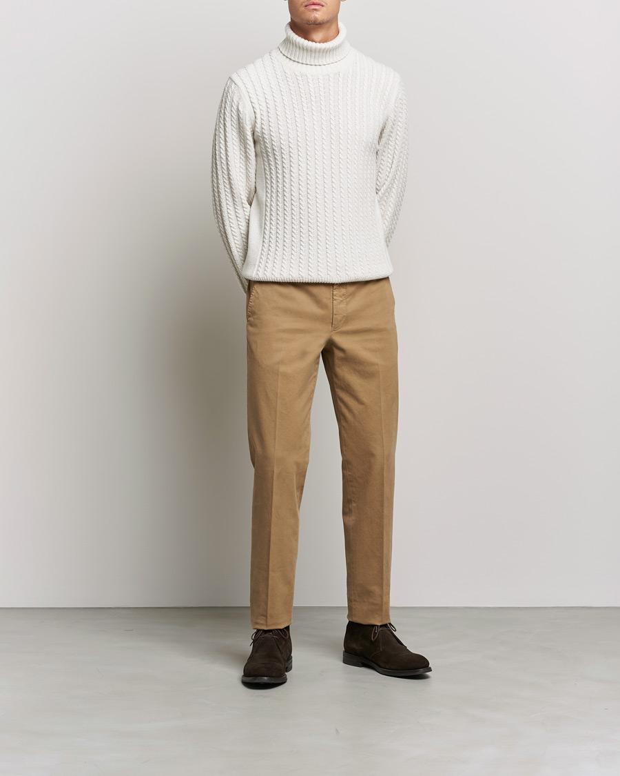 Herre | Bukser | Incotex | Regular Fit Cotton Stretch Chinos Beige