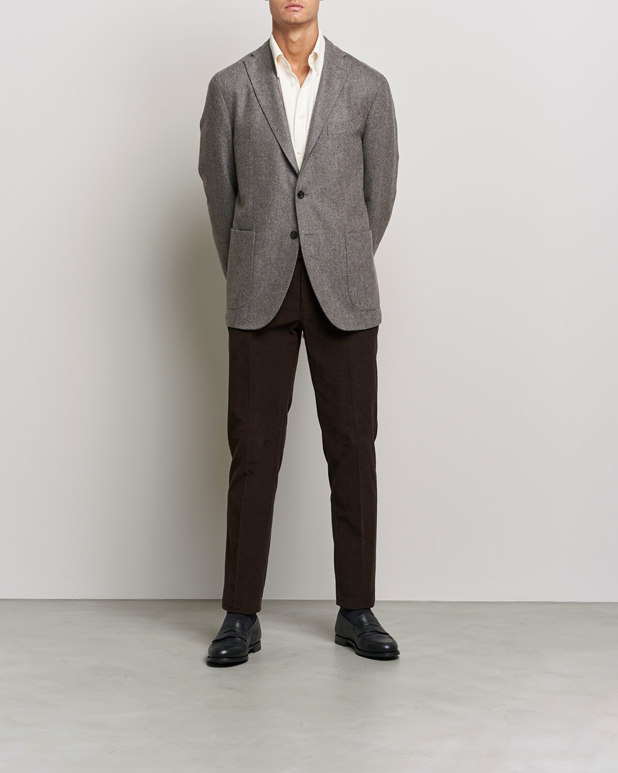 Herre | Italian Department | Incotex | Slim Fit Soft Corduroy Trousers Dark Brown