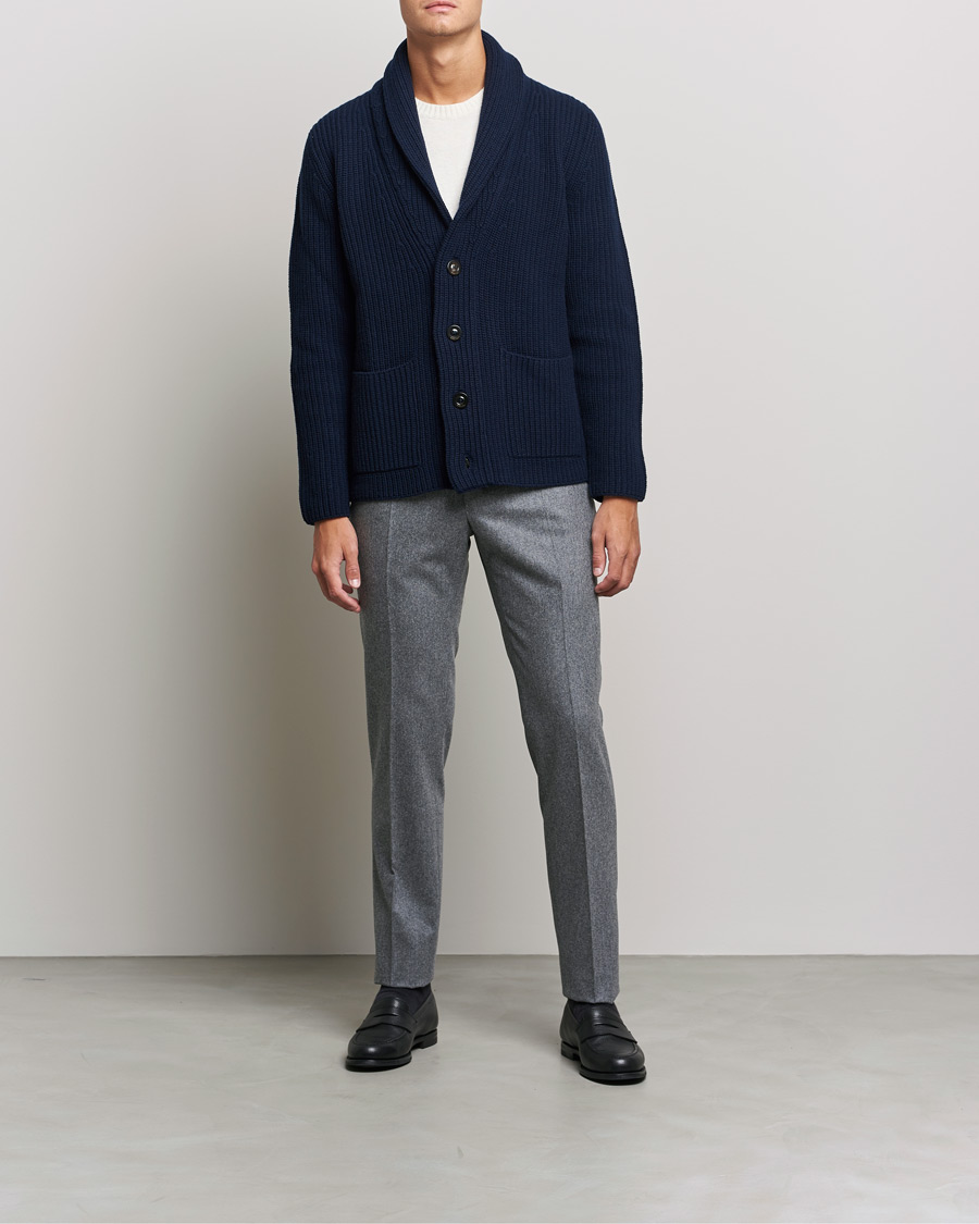 Herre | Bukser | Incotex | Slim Fit Carded Flannel Trousers Grey Melange