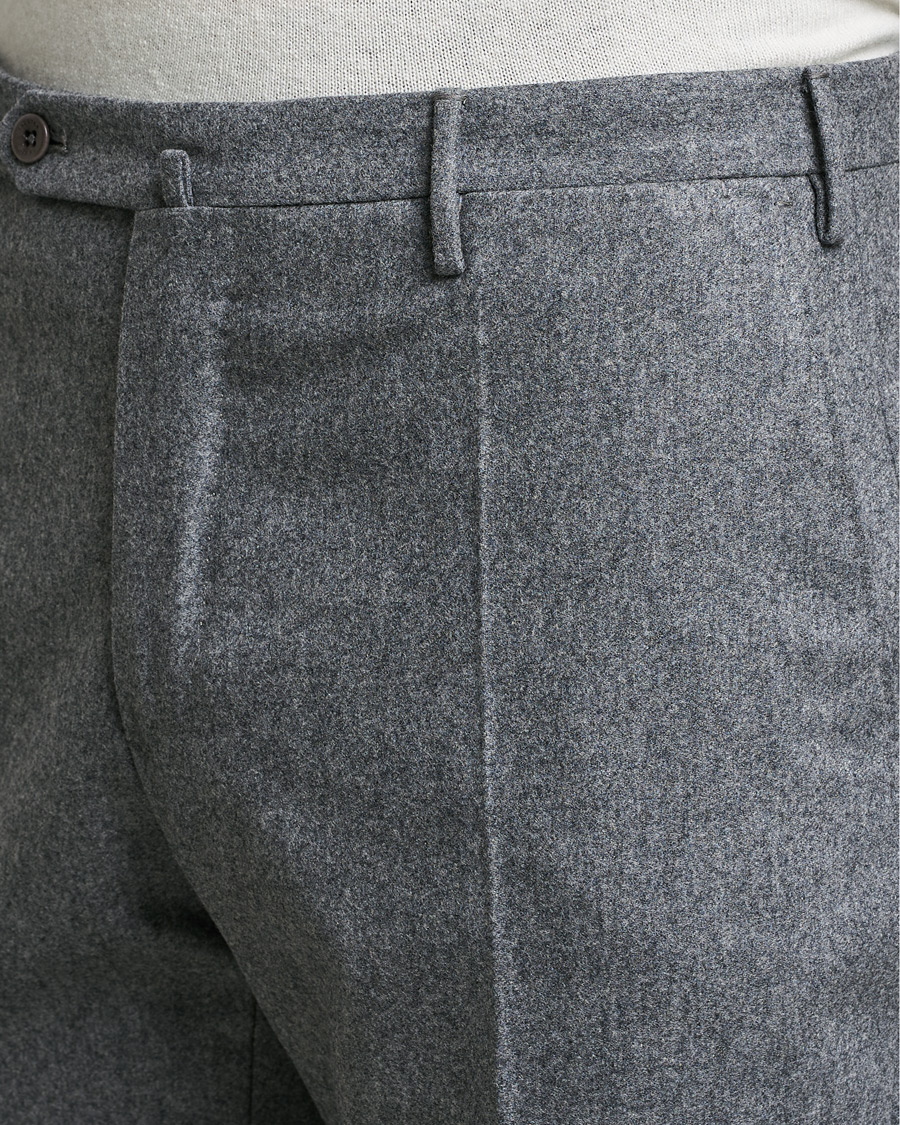 Herre | Bukser | Incotex | Slim Fit Carded Flannel Trousers Grey Melange