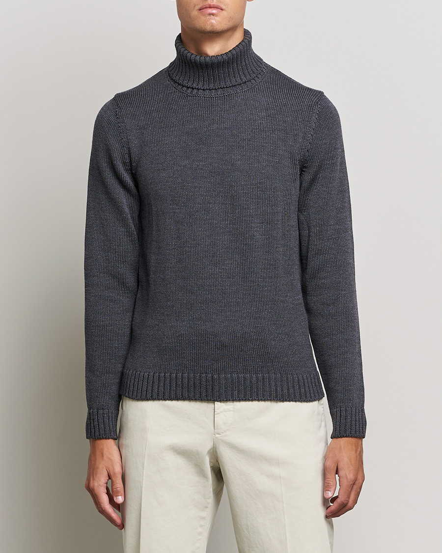 Herre |  | Zanone | Virgin Merino Wool Rollneck Grey Melange