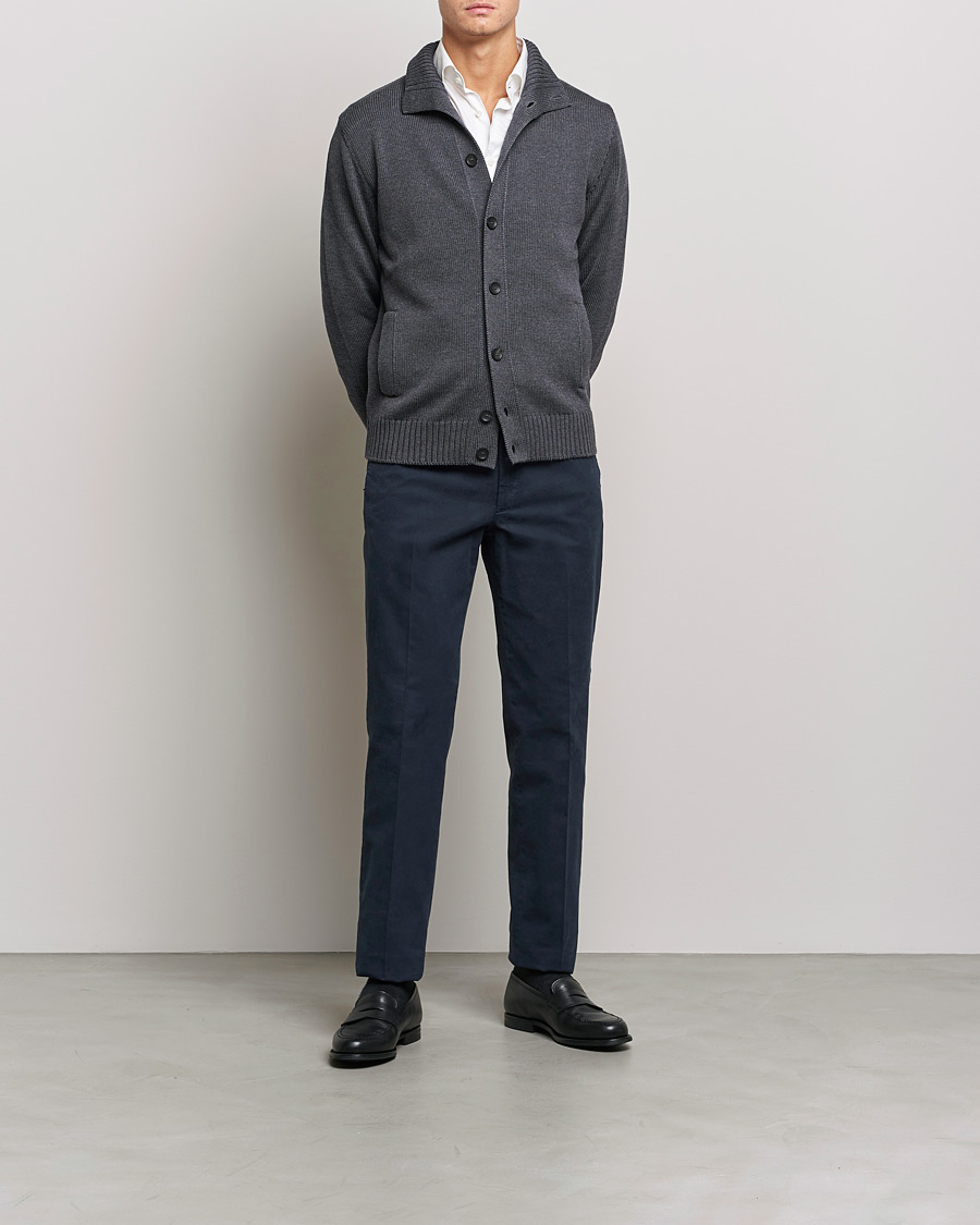 Herre | Gensere | Zanone | Virgin Merino Wool Chioto Cardigan Grey Melange