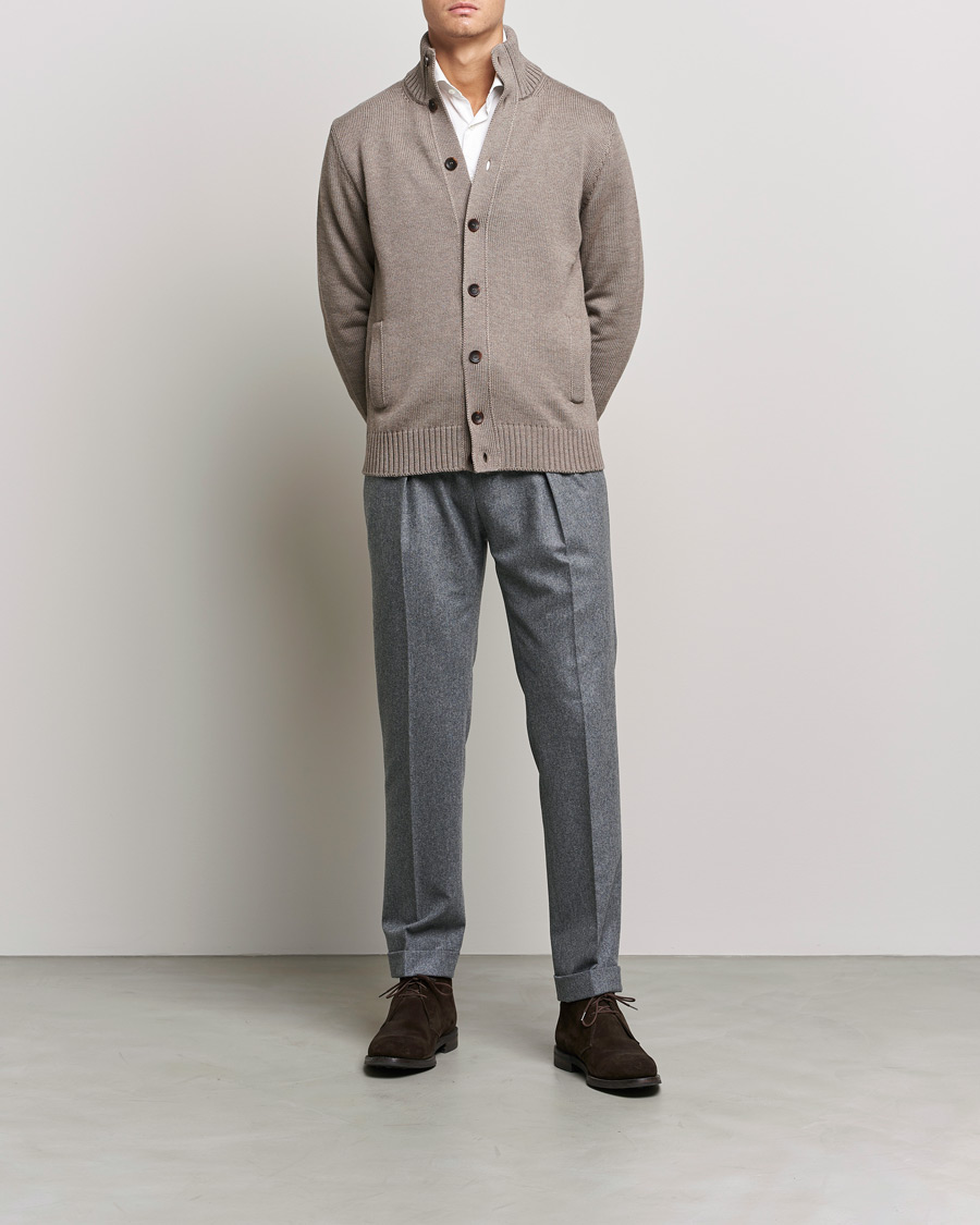 Herre | Gensere | Zanone | Virgin Merino Wool Chioto Cardigan Taupe