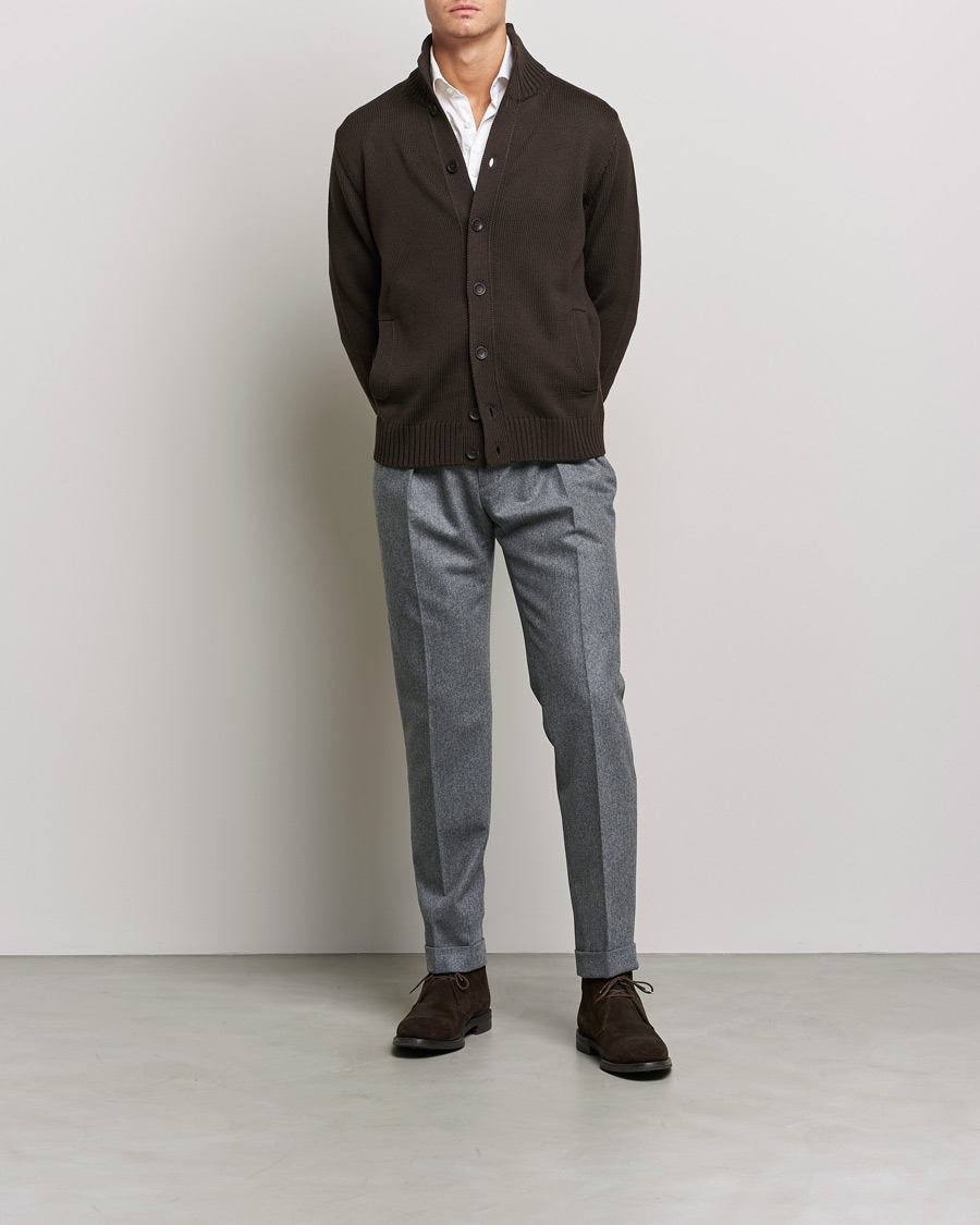 Herre | Gensere | Zanone | Virgin Merino Wool Chioto Cardigan Dark Brown