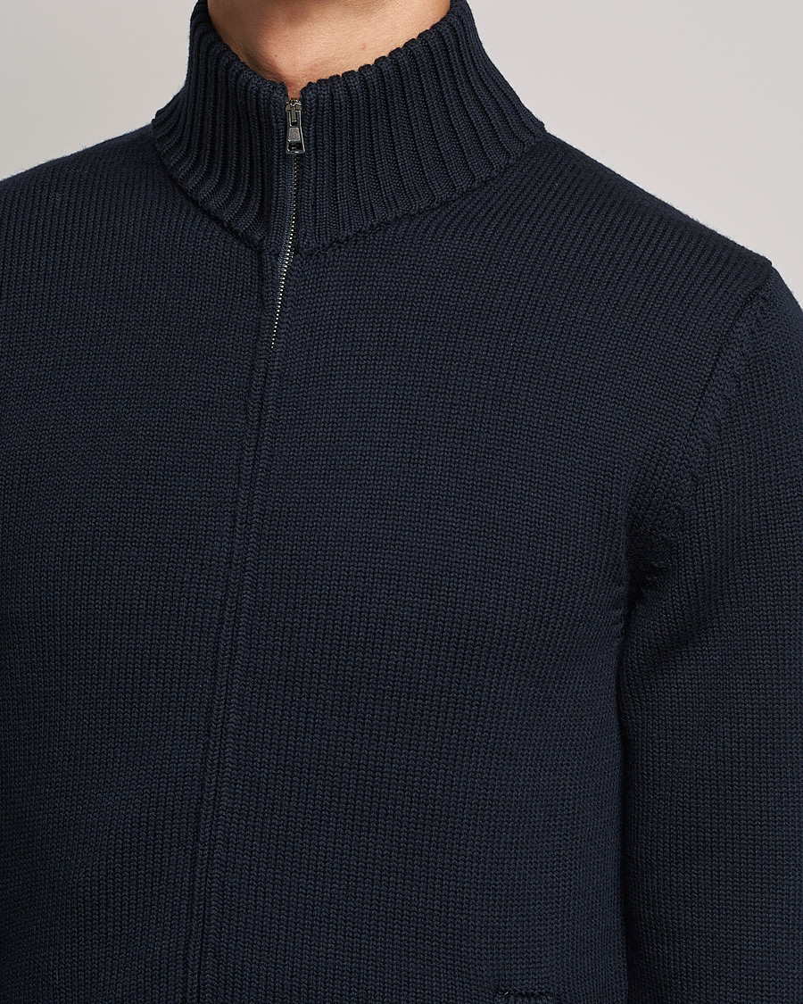 Herre | Gensere | Zanone | Virgin Merino Wool Zip Cardigan Navy