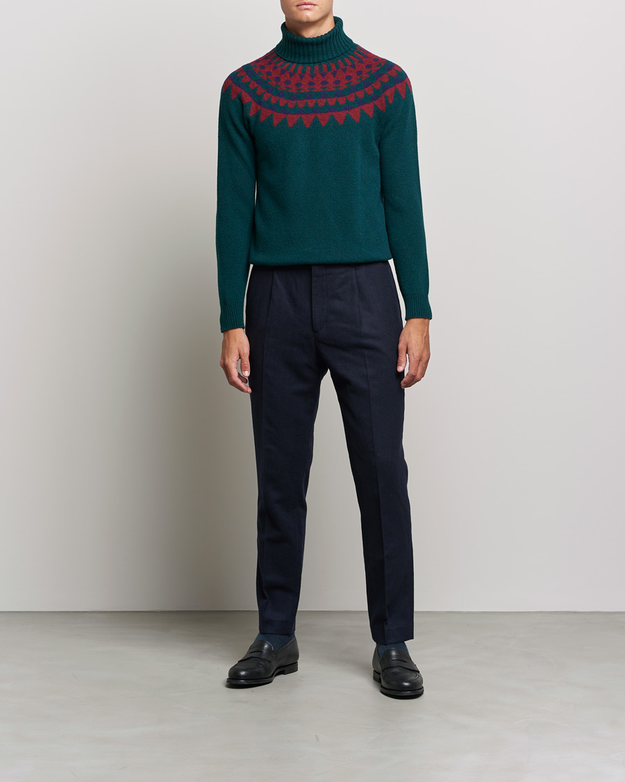 Herre | Gensere | Zanone | Fairisle Jacquard Rollneck Green
