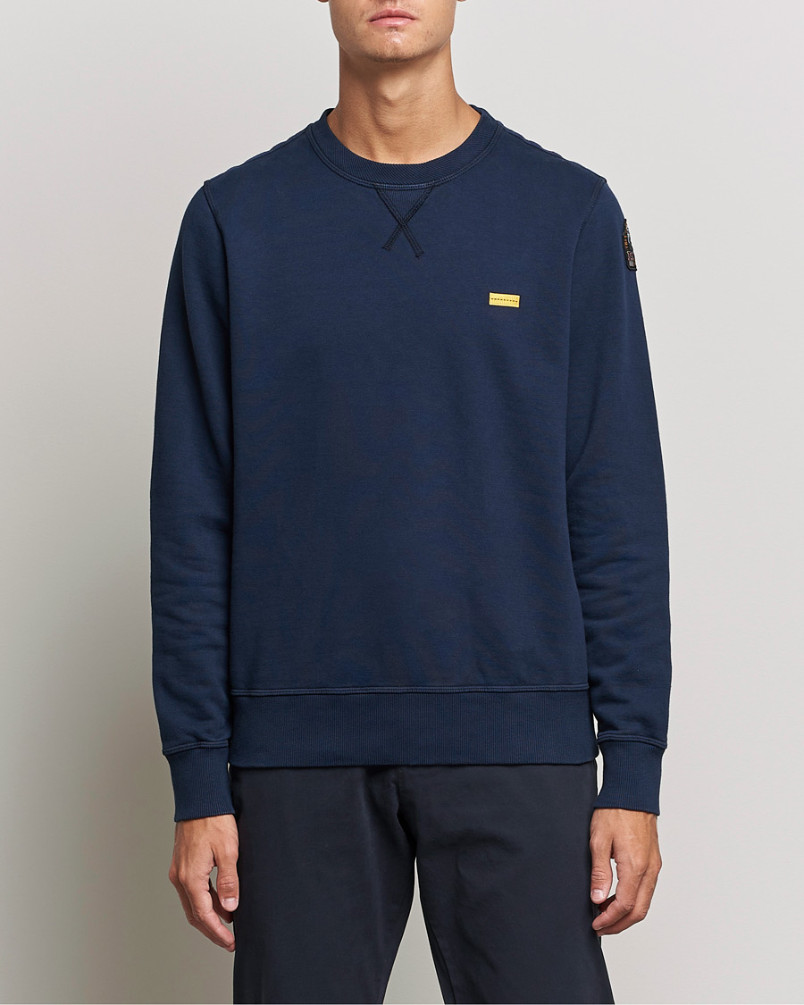 Herre | Sweatshirts | Parajumpers | Basic Cotton Fleece Sweatshirt Navy