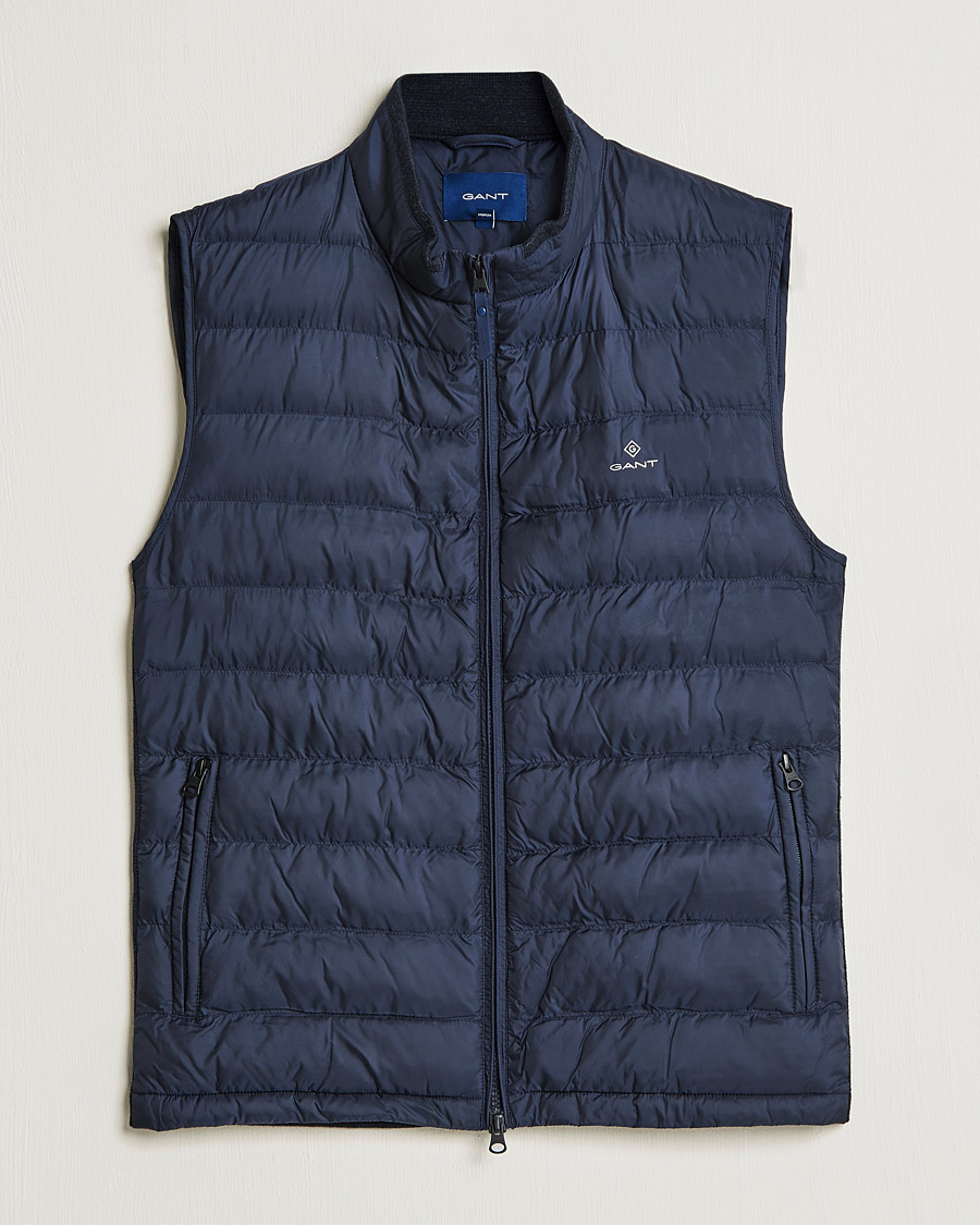 Herre | Jakker | GANT | Mixed Media Light Padded Gilet Evening Blue