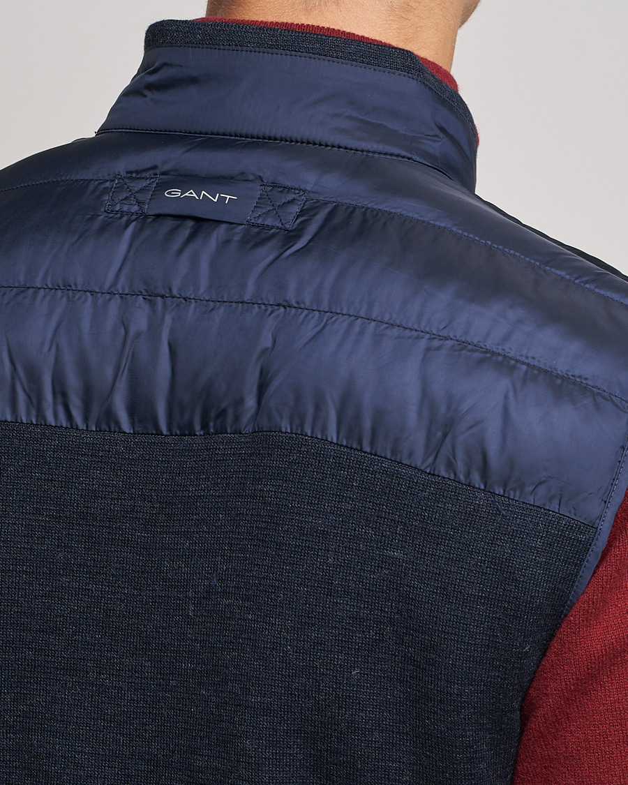 Herre | Jakker | GANT | Mixed Media Light Padded Gilet Evening Blue