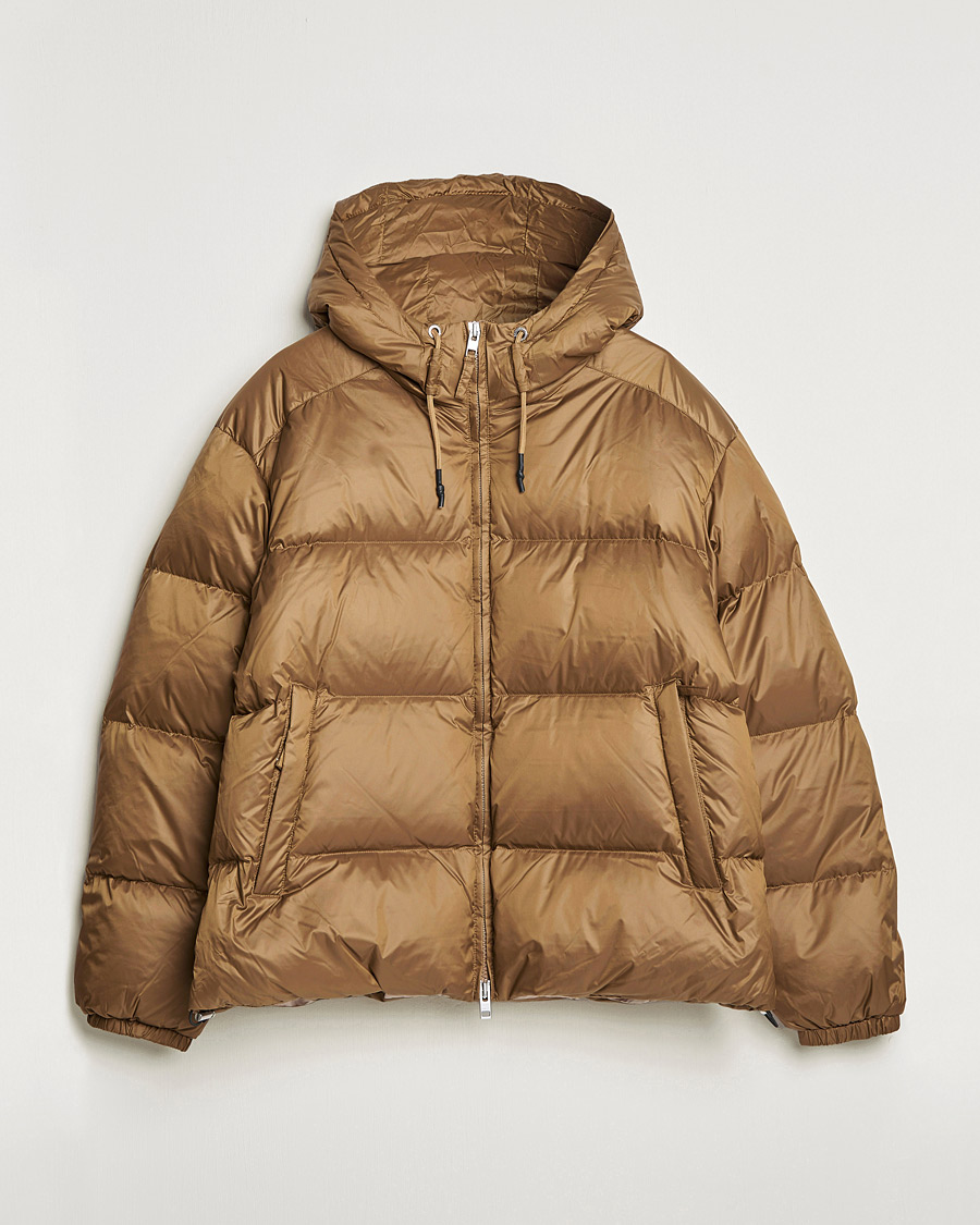 Herre | Jakker | GANT | Shiny Puffer Hooded Jacket Toffee Beige