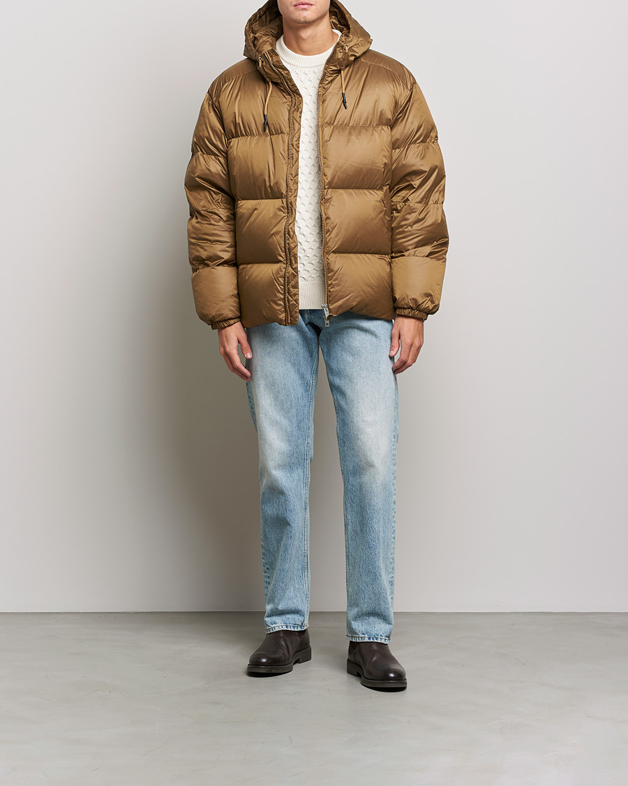Herre | Jakker | GANT | Shiny Puffer Hooded Jacket Toffee Beige