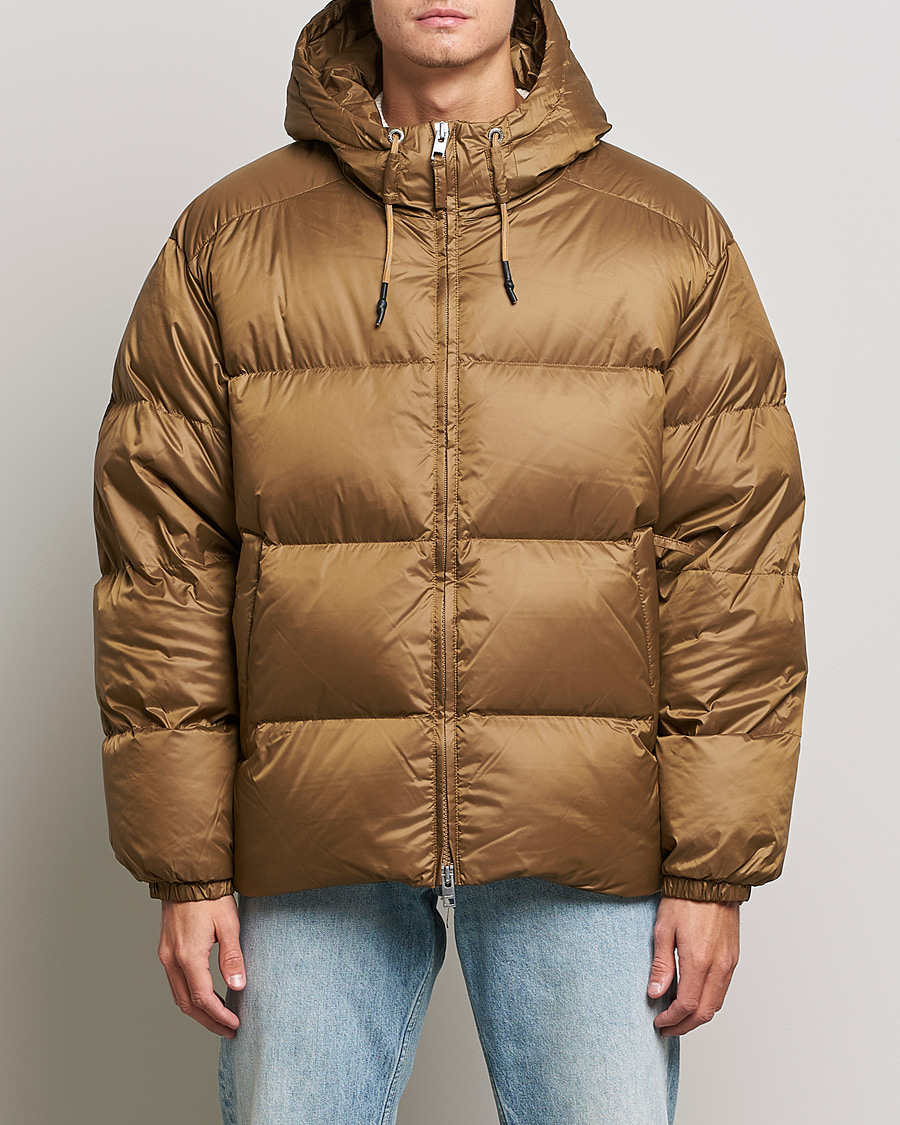 Herre | Jakker | GANT | Shiny Puffer Hooded Jacket Toffee Beige