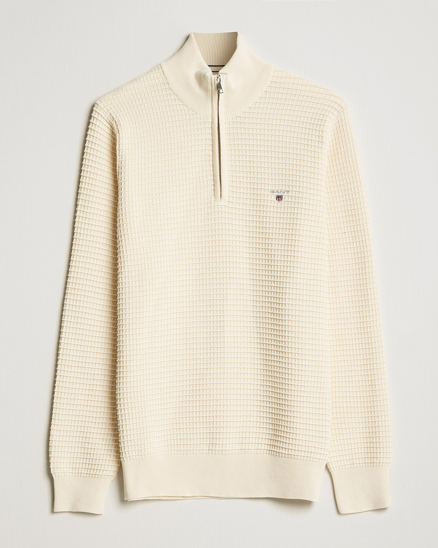 Herre | Gensere | GANT | Cotton Texture Half Zip Cream
