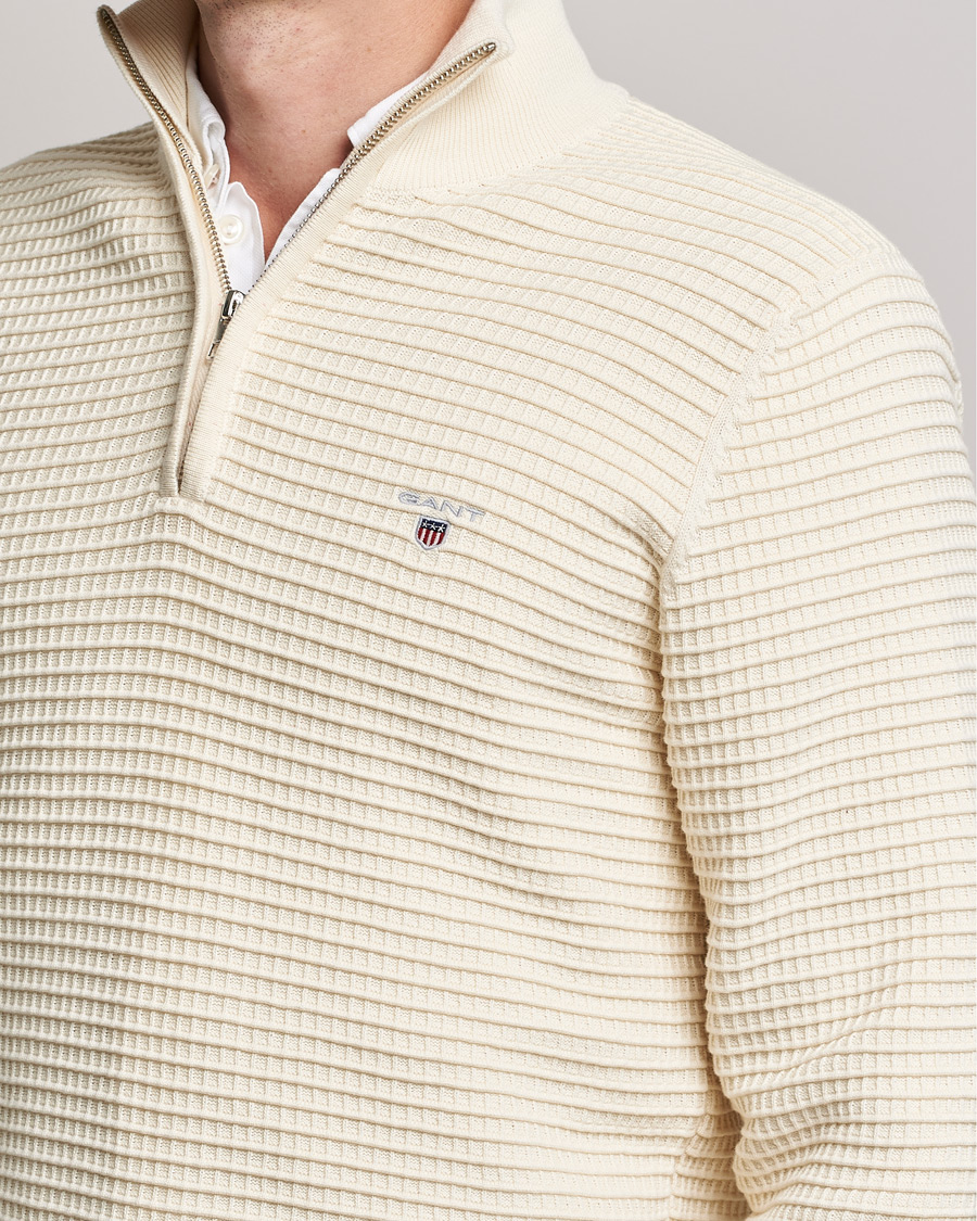Herre | Gensere | GANT | Cotton Texture Half Zip Cream
