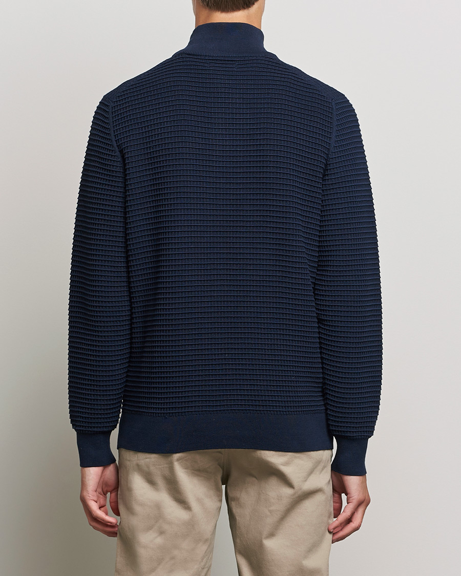 Herre | Gensere | GANT | Cotton Texture Half Zip Evening Blue