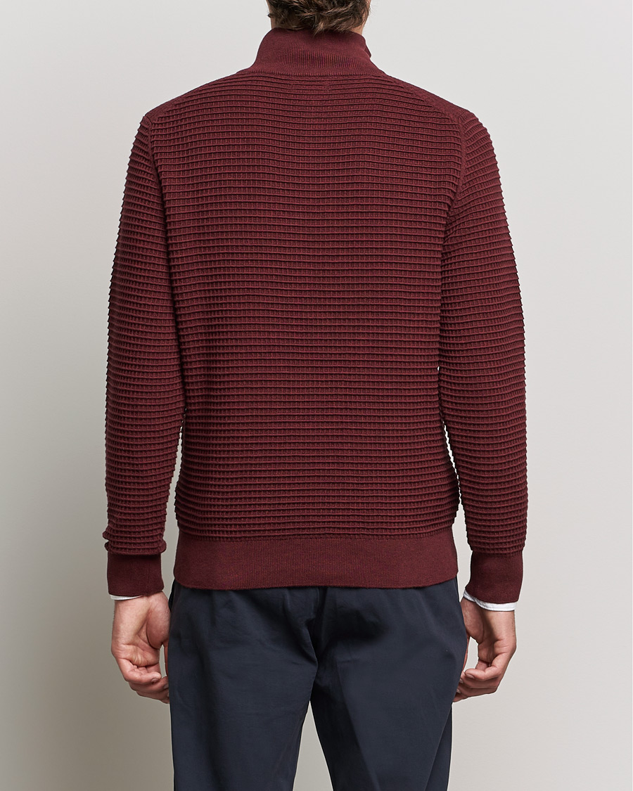 Herre | Gensere | GANT | Cotton Texture Half Zip Dark Burgundy Melange
