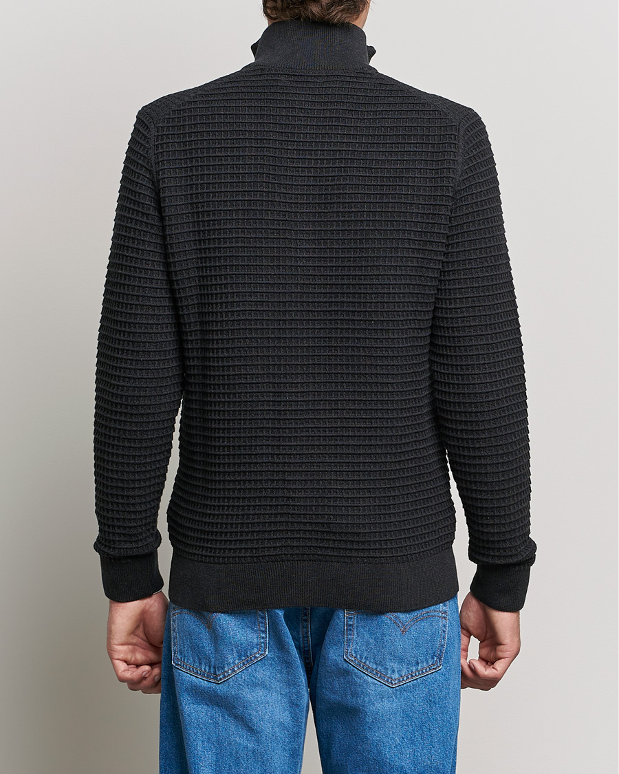 Herre | Gensere | GANT | Cotton Texture Full Zip Dark Charcoal Melange