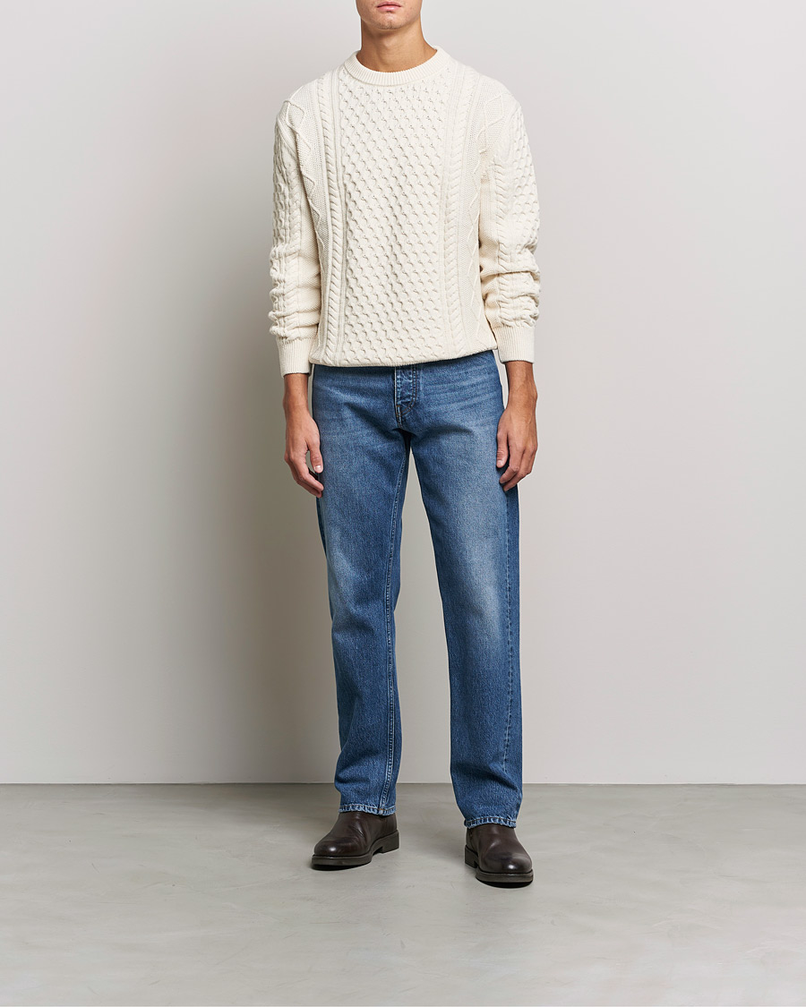 Herre | Gensere | GANT | Aran Structured Knitted Sweater Cream