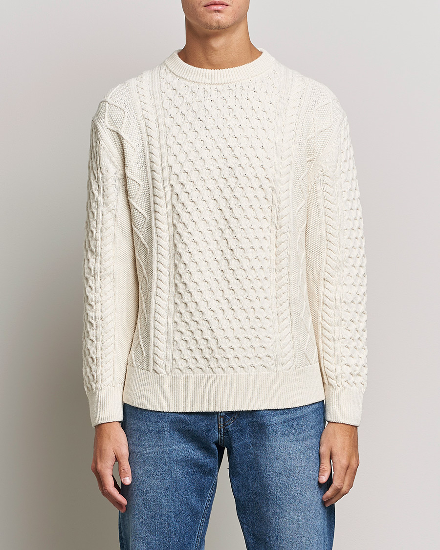 Herre |  | GANT | Aran Structured Knitted Sweater Cream