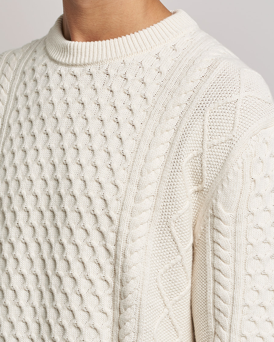 Herre | Gensere | GANT | Aran Structured Knitted Sweater Cream