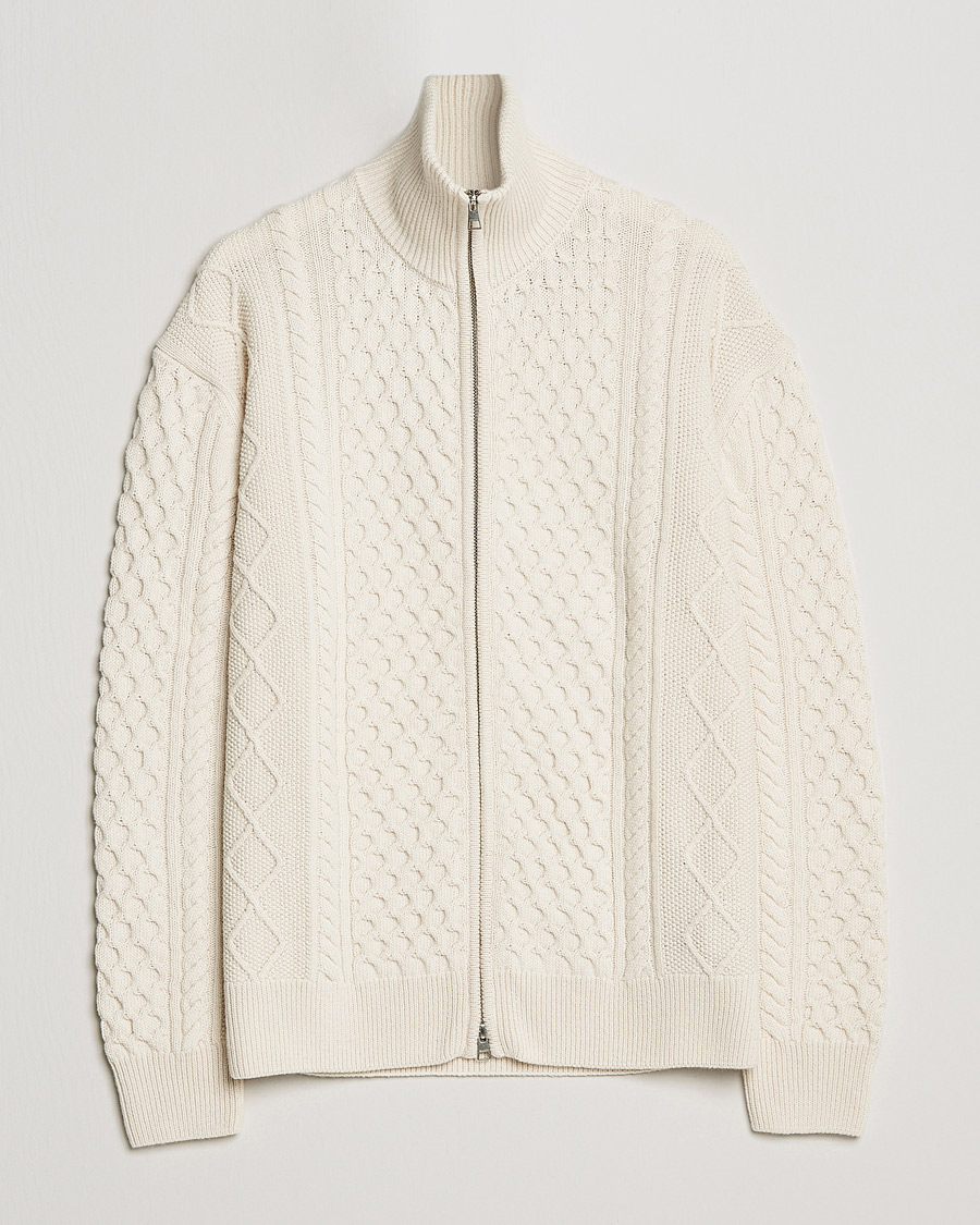 Herre | Gensere | Gant | Aran Structured Full Zip Cream